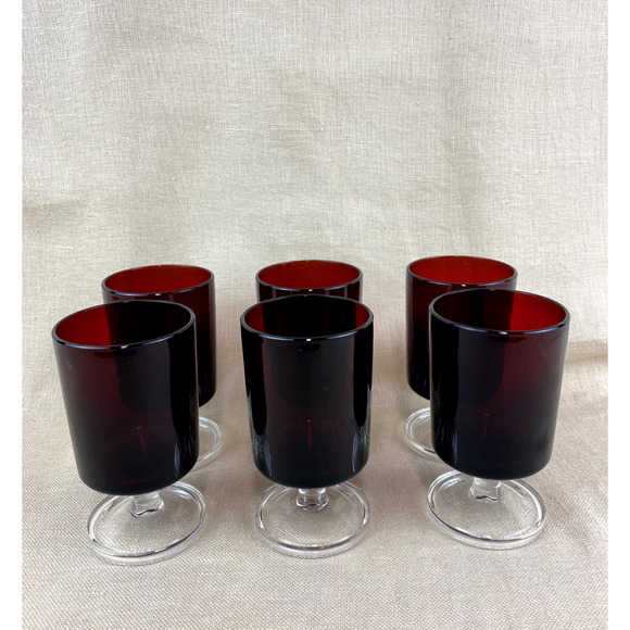 Cristal D'Arques Durand Cavalier Ruby Wine Glasses Set of 6 - Picture 1 of 7